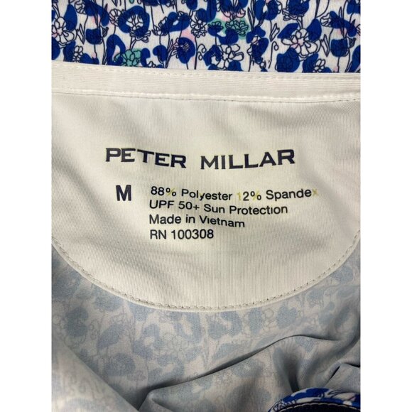 *Peter Millar Womens Sun Rashguard Swim Surf Top Size M Long Sleeve 1/4 Zip Blue - Picture 3 of 6